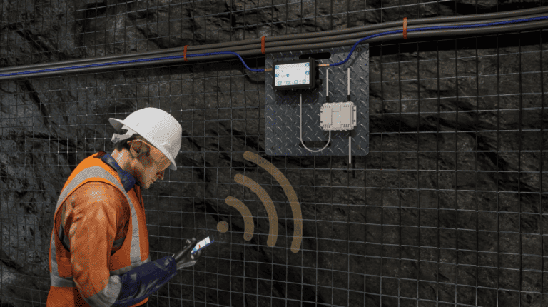 A 3d animation of a mining worker checking the ventilation of a mine site.