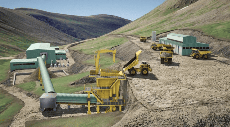 A beautiful landscape of a mining site in 3D.